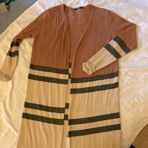 Long length striped cardigan